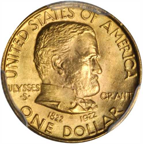 1922 Grant Memorial Gold Dollar. No Star. MS-64 (PCGS). CAC.