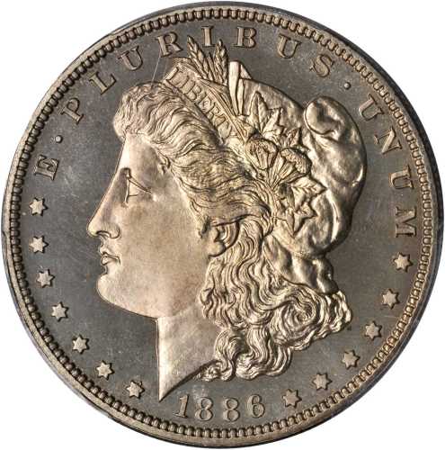 1886 Morgan Silver Dollar. Proof-66 (PCGS). Gold Shield Holder.