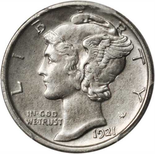 1921-D Mercury Dime. Unc Details--Cleaned (PCGS).