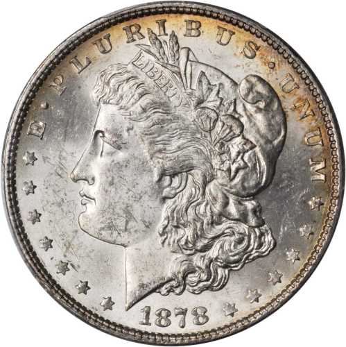 1878 Morgan Silver Dollar. 7 Tailfeathers. Reverse of 1879. VAM-200. MS-62 (PCGS).