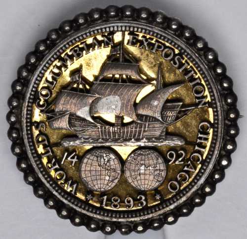 1893 Columbian Exposition Half Dollar Decorative Pin.