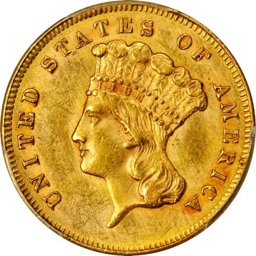 1864 Three-Dollar Gold Piece. MS-62 (PCGS).