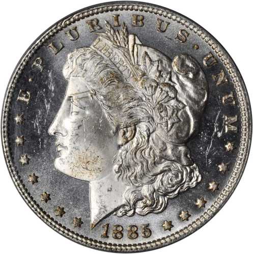 1885 Morgan Silver Dollar. MS-64 DMPL (PCGS). OGH.