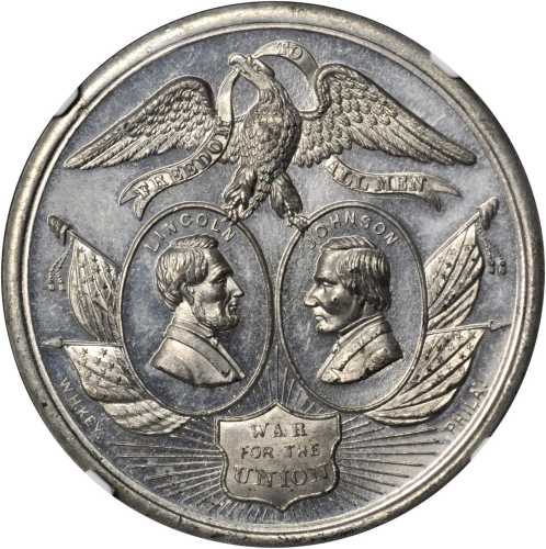 1864 Abraham Lincoln. DeWitt-AL 1864-1. White metal. 42 mm. MS-62 PL (NGC).
