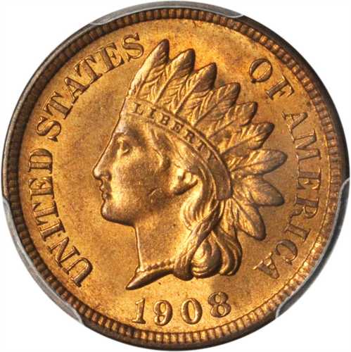 1908-S Indian Cent. MS-65 RB (PCGS).