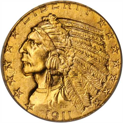 1911 Indian Half Eagle. MS-63 (PCGS). CAC.