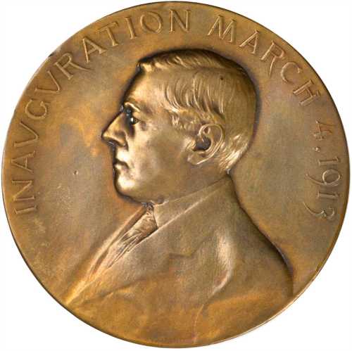 1913 Woodrow Wilson Inaugural Medal. Dusterberg-5. Bronze. 69.9 mm. About Uncirculated.