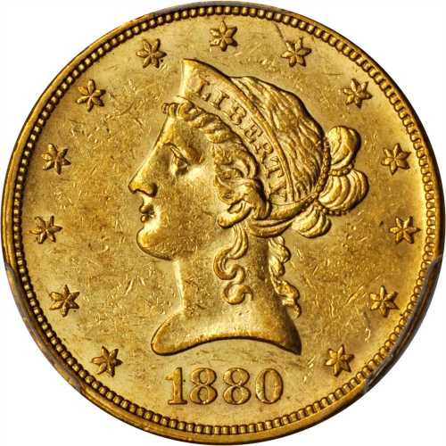 1880-O Liberty Head Eagle. AU-58 (PCGS).