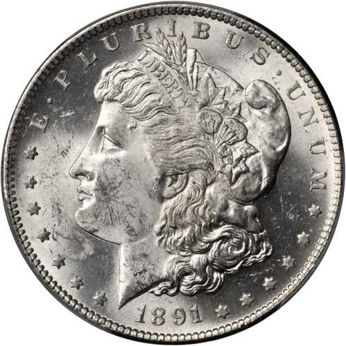 1891-S Morgan Silver Dollar. MS-63 (PCGS).