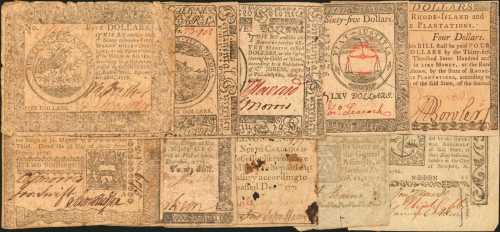 Colonial & Continental Currency. Collection of (10) Notes with Notable Signers. Very Good to About U