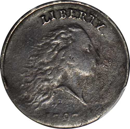 1793 Flowing Hair Cent. Chain Reverse. S-4. Rarity-3+. AMERICA, With Periods. VF Details--Tooled (PC