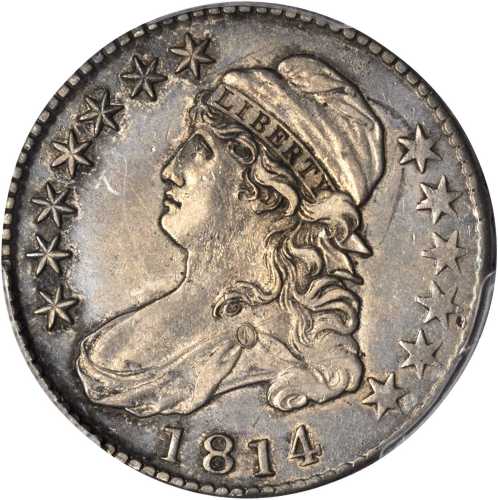 1814 Capped Bust Half Dollar. O-108. Rarity-2. E/A in STATES. EF-45 (PCGS).