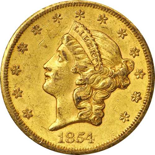 1854-S Liberty Head Double Eagle. AU-55 (PCGS).
