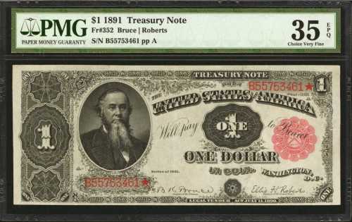 Fr. 352. 1891 $1 Treasury Note. PMG Choice Very Fine 35 EPQ.