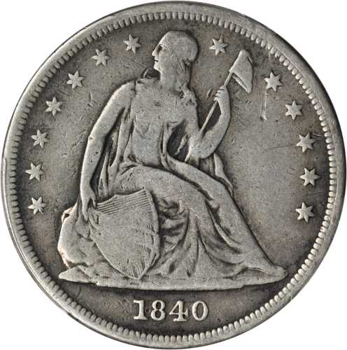 1840 Liberty Seated Silver Dollar. VG Details--Cleaned (PCGS).