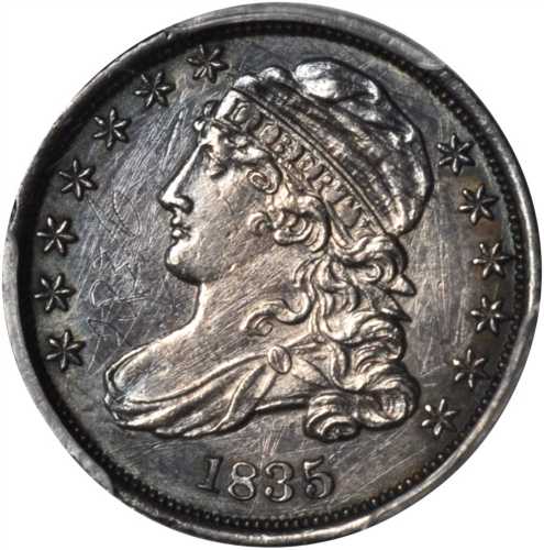 1835 Capped Bust Dime. JR-1. Rarity-1. AU Details--Graffiti (PCGS).