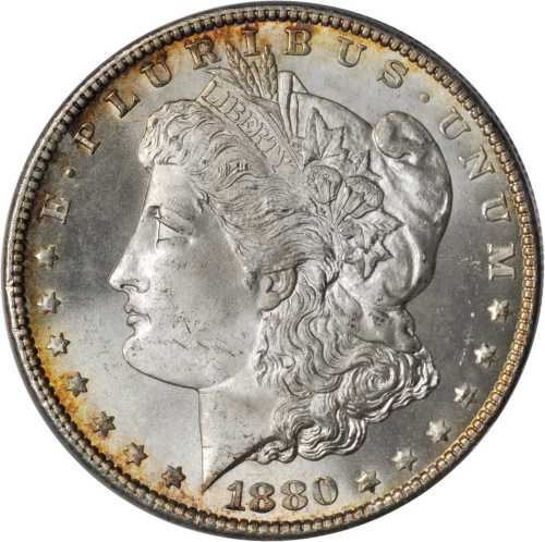 1880/9-S Morgan Silver Dollar. VAM-11. Hot 50 Variety. MS-66 (ANACS).