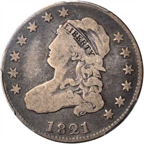1821 Capped Bust Quarter. B-3. Rarity-3. VG-8 (PCGS).