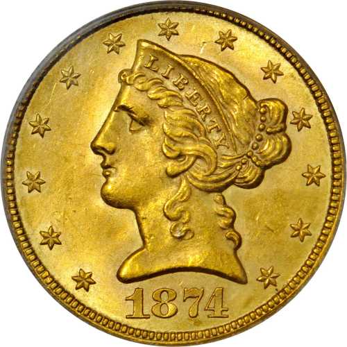 1874-CC Liberty Head Half Eagle. MS-62 (PCGS). OGH.