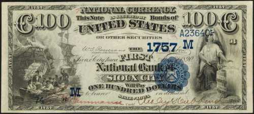 Sioux City, Iowa. $100 1882 Date Back. Fr. 566 (W-3560). The First NB. Charter #1757. PCGS Very Choi