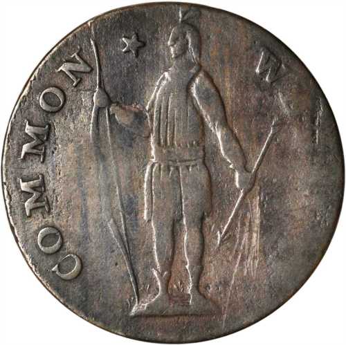 1788 Massachusetts Cent. Ryder 4-G, W-6230. Rarity-4+.Period after MASSACHUSETTS. VF-20.