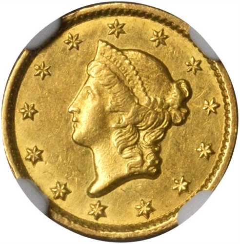 1853-C Gold Dollar. MS-61 (NGC).