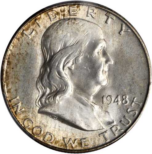 1948-D Franklin Half Dollar. MS-66 FBL (PCGS).