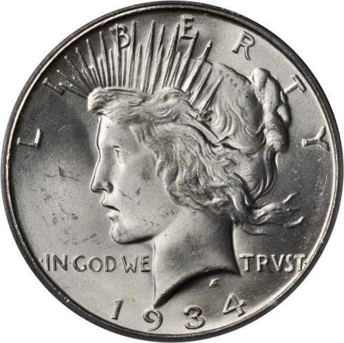 1934-S Peace Silver Dollar. MS-64 (PCGS).