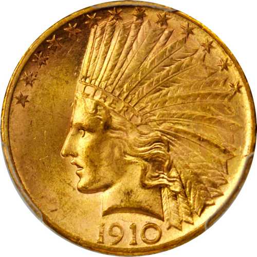 1910-S Indian Eagle. MS-63 (PCGS). Gold Shield Holder.