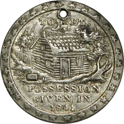 1840 William Henry Harrison. DeWitt-WHH 1840-1. White metal. 43.8 mm. Choice Very Fine.