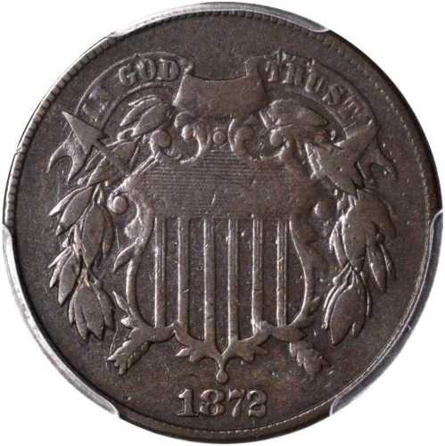 1872 Two-Cent Piece. VG-10 (PCGS).