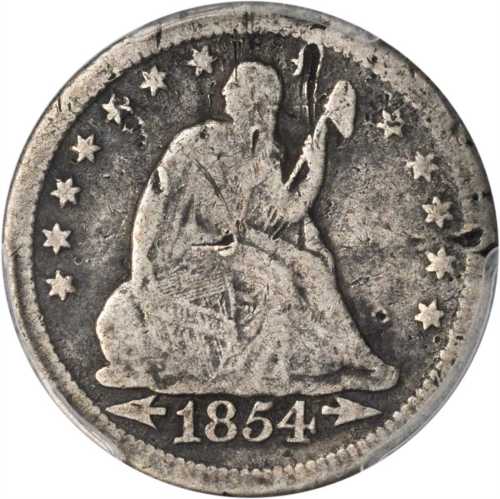 1854-O Liberty Seated Quarter. Arrows. Briggs 1-A, FS-501. Huge O. VG Details--Damage (PCGS). Secure