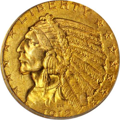 1912-S Indian Half Eagle. MS-62 (PCGS).