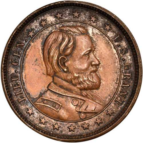 Pair of 1868 Ulysses S. Grant medals from the Virgil Brand Collection.