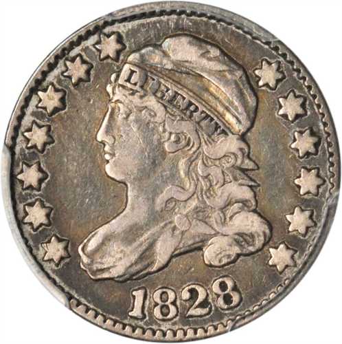 1828 Capped Bust Dime. JR-2. Rarity-3. Large Date, Curl Base 2. VF-30 (PCGS).