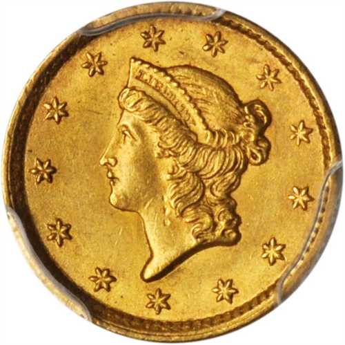 1854 Gold Dollar. Type I. MS-62 (PCGS).