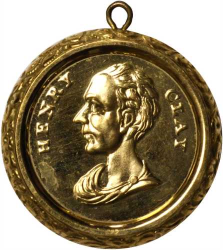 1844 Henry Clay. DeWitt-HC 1844-46. Gilt brass shells. 24.3 mm. Mint State.