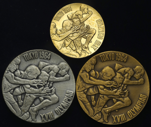 日本 东京オリンピック记念 金,银,铜メダ儿セット Tokyo Olympic Medal Set 1964 オリジナ儿ケース入り with original case AU~UNC