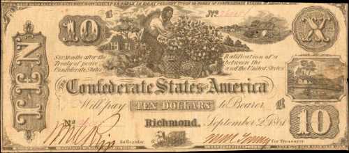 T-29. Confederate Currency. 1861 $10. Very Fine.