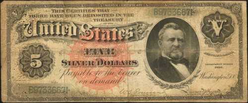 Fr. 261. 1886 $5 Silver Certificate. Fine-Very Fine.