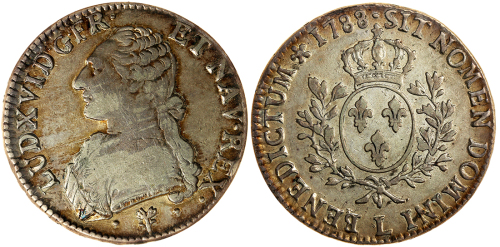1788年法国银币一枚，PCGS XF40