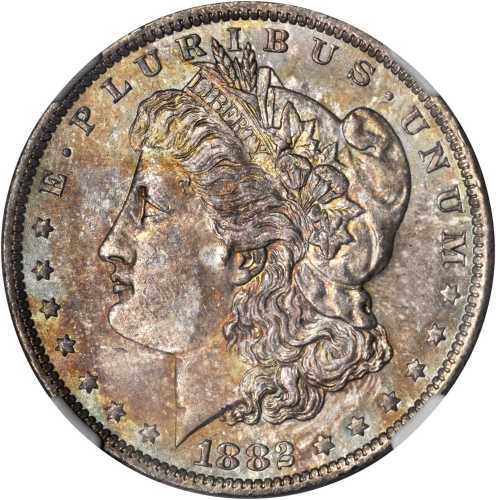 1882-O/O Morgan Silver Dollar. VAM-7. Top 100 Variety. Repunched Mintmark. MS-63 (NGC).