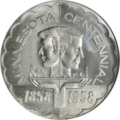 1958 Minnesota Statehood Centennial. Alexandria, Douglas County Dollar. Silver. 33 mm. HK-519. Rarit