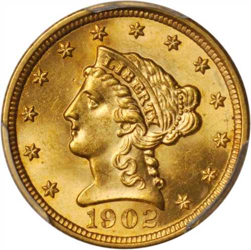 1902 Liberty Head Quarter Eagle. MS-64+ (PCGS).