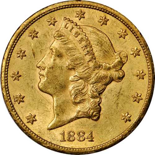 1884-CC Liberty Head Double Eagle. AU-58 (PCGS).