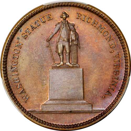 (ca. 1863) Washington Statue at Richmond / U.S. Shield muling by George Lovett. Copper. GW-523, Bake