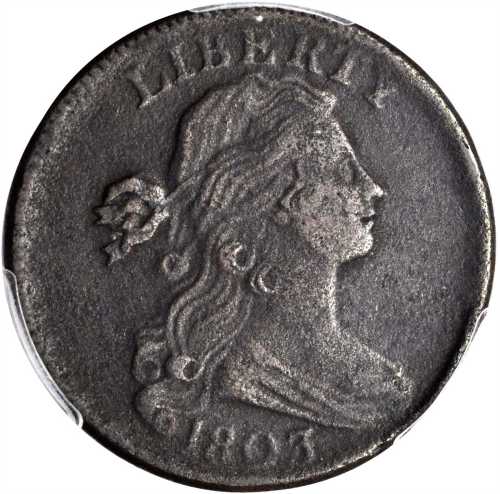 1803 Draped Bust Cent. S-250. Rarity-3. Small Date, Small Fraction. VF Details--Environmental Damage
