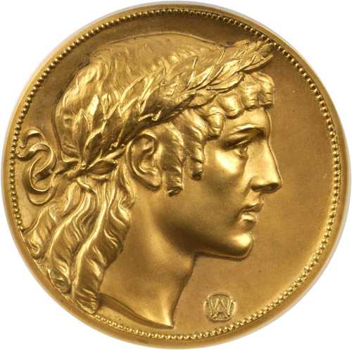 1927 National Institute of Arts and Letters Medal. Cast Gold. 57 mm. 125 grams. By Adolph A. Weinman