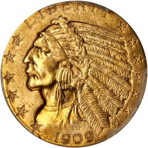 1909 Indian Half Eagle. MS-63 (PCGS).