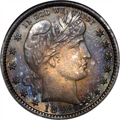 1898 Barber Quarter. Proof-66 (NGC).